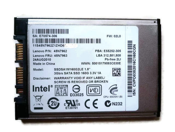 Intel SSD SATA 160ＧＢ Intel 320 Series SSDSA2CW160G310 160GB 2.5\" MLC SSD SATA 3.0 Gb⁄s Hard Drive