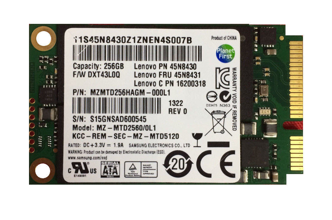 Toshiba mSATA 256GB SSD | 6.0 Gbps | DC 3.3 Volts | 0.9 Amp