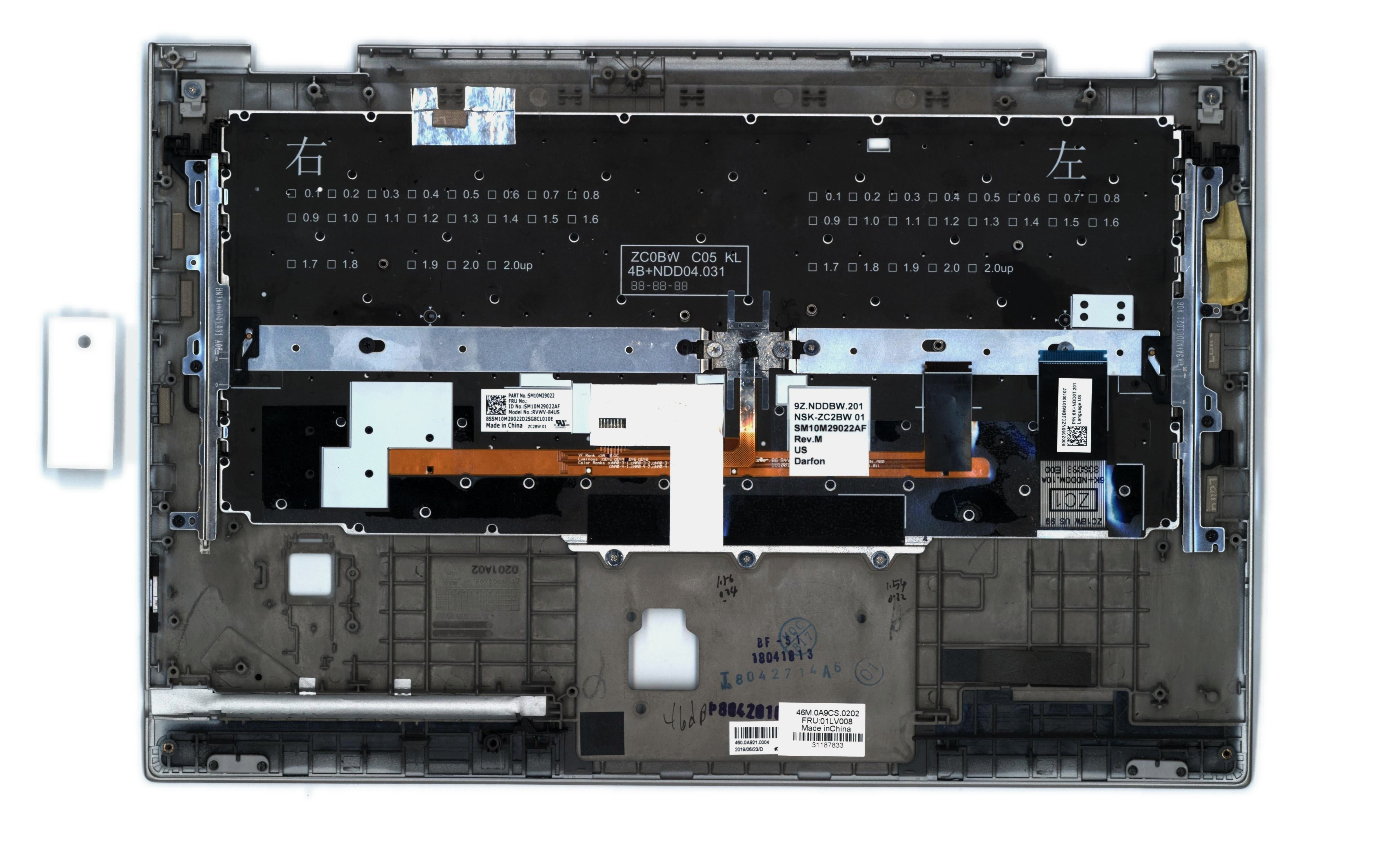 Lenovo ThinkPad X1 Yoga 2nd Gen Type 20JD 20JE 20JF 20JG C-Cover with keyboard USA English Silver Backlight US SBB0L63790