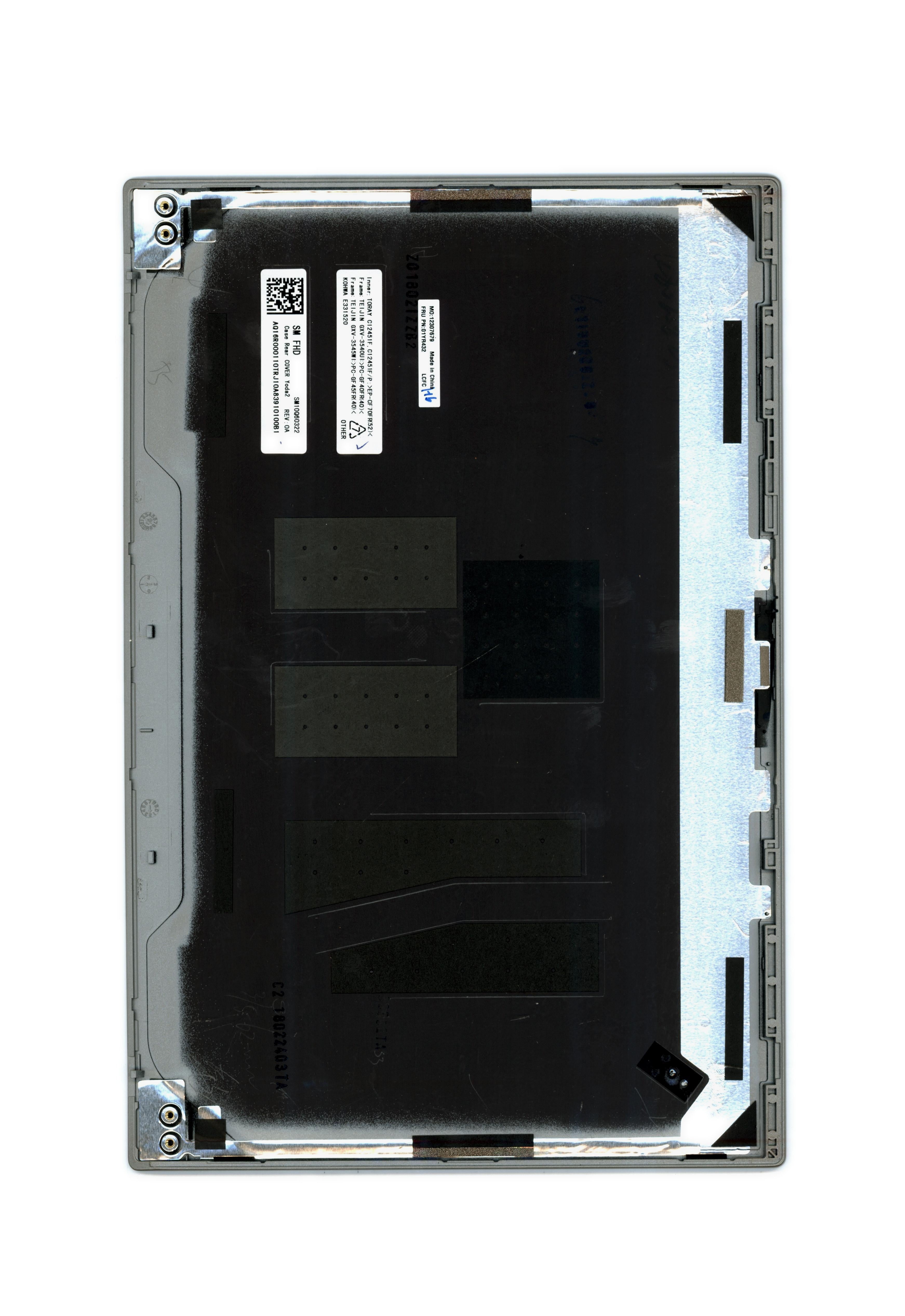 Lenovo ThinkPad X1 Carbon 6th Gen - Type 20KH 20KG MECH_ ASM_Case_Rear_Cover_SM_SIlver SBB0N18626