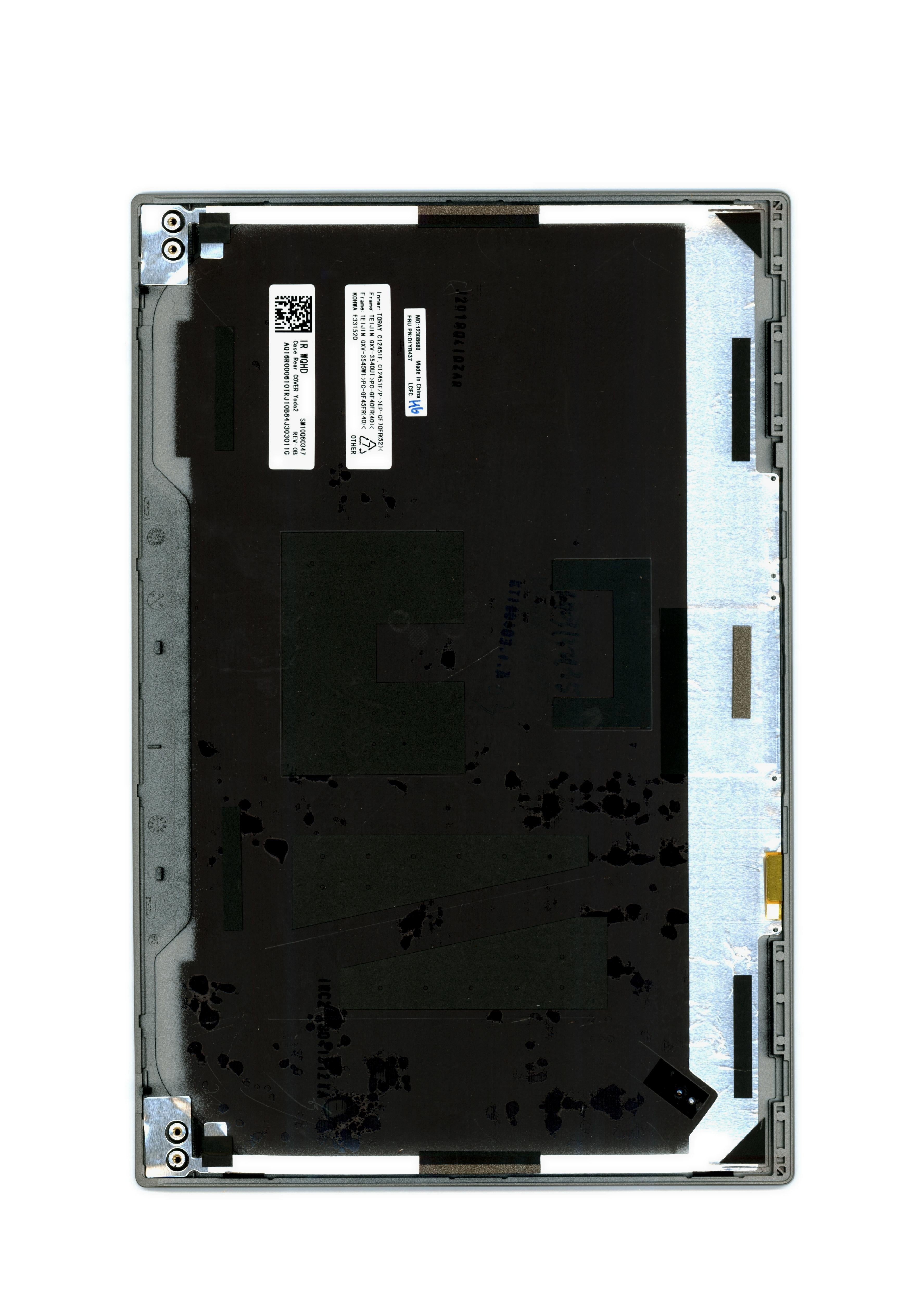 Lenovo ThinkPad X1 Carbon 6th Gen - Type 20KH 20KG MECH_ASM_Case_Rear_Cover_WQHD_IR_Silver SBB0N18635