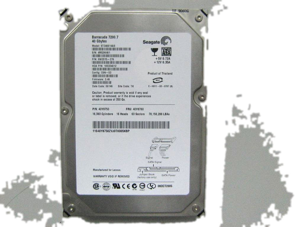 Lenovo Hard Drive HDD 40G 3.5 7200 SATA STD HGST 40Y8760