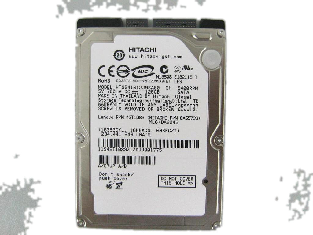 Lenovo Hard Drive HDD 120G 2.5 9.5mm 5400 SATA STD HGST 42T1499