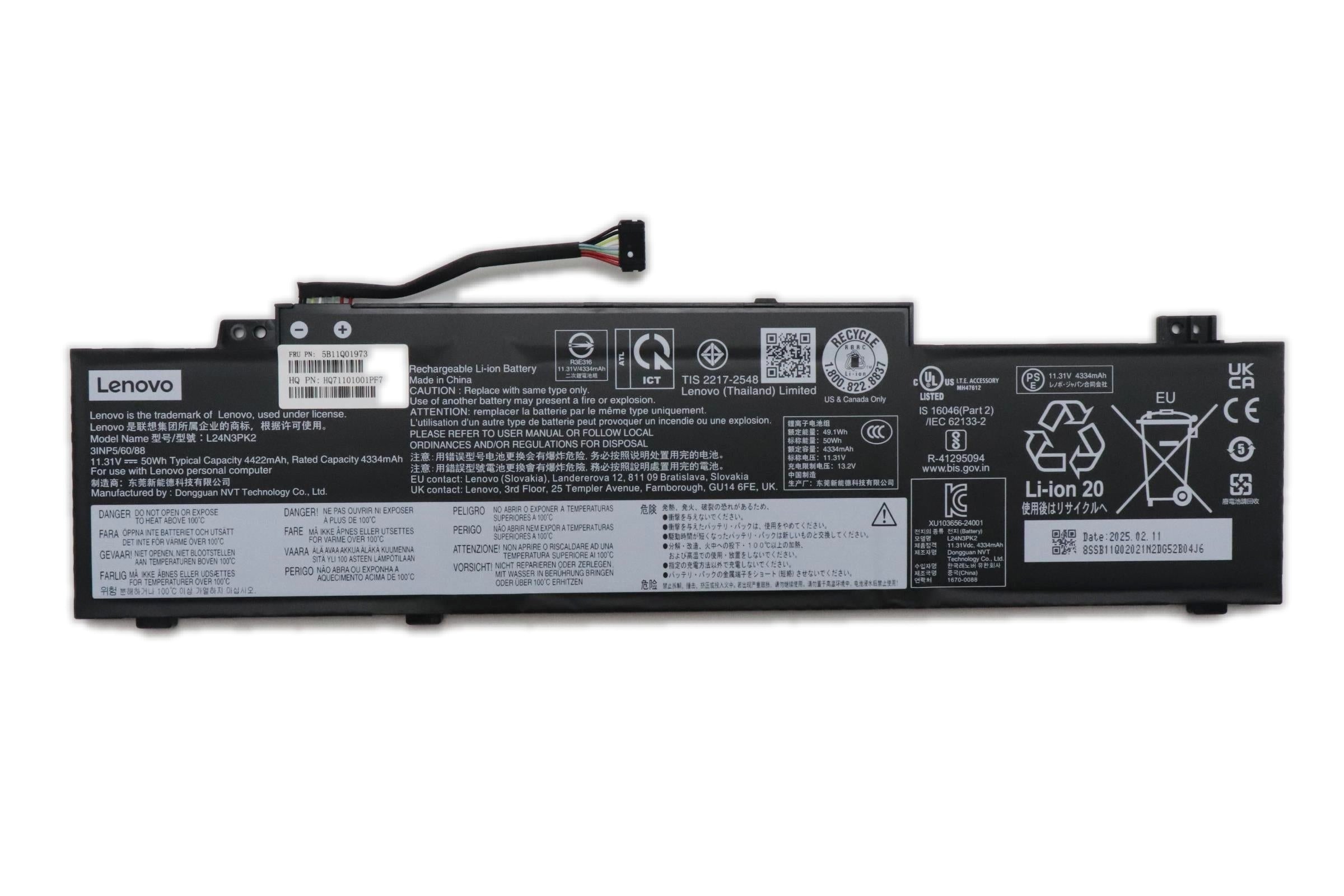 Lenovo IdeaPad Slim 3 14AHP10 Type 83K9 Battery 3 Cell 50Wh 11.31V L24B3PK3 5B11X79375