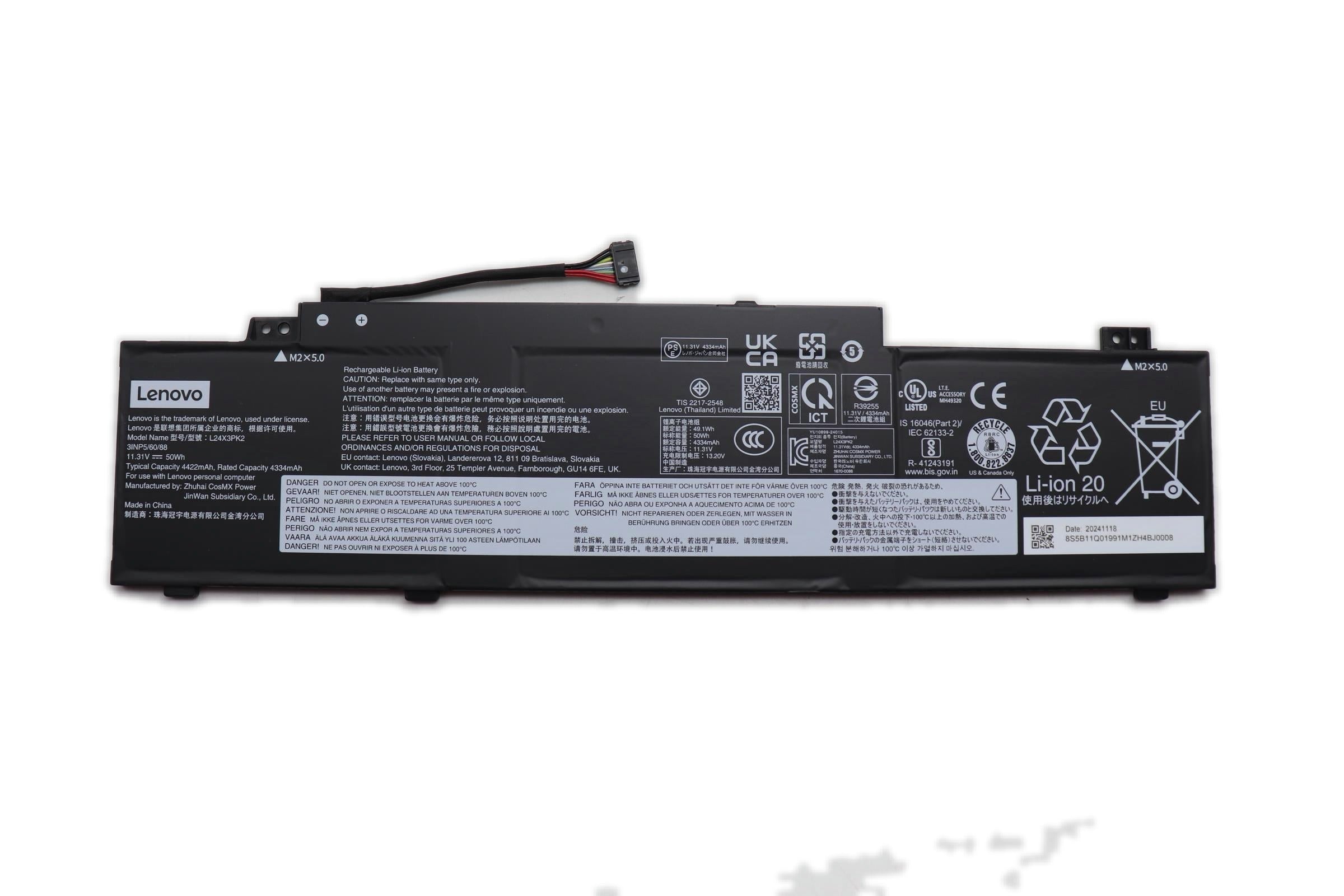 Lenovo IdeaPad Slim 3 14AHP10 Type 83K9 Battery 3 Cell 50Wh 11.31V L24D3PK3 5B11X79437