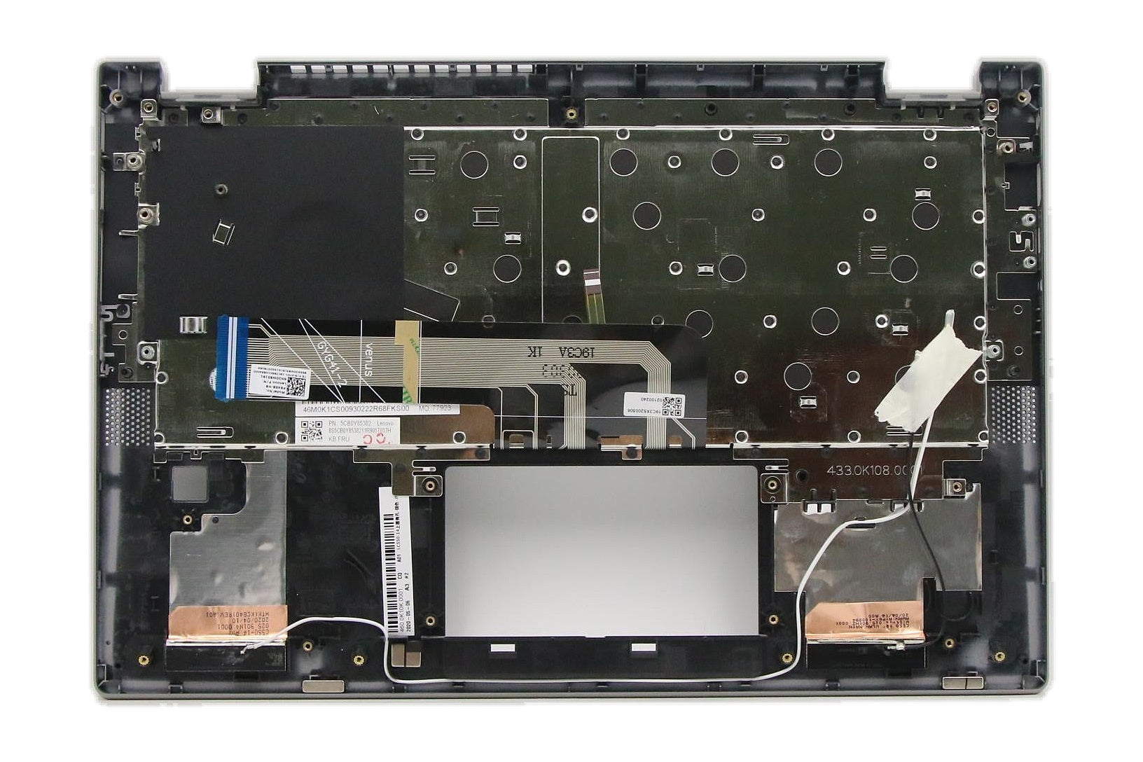 Lenovo ideapad Flex 5-14IIL05 / ideapad Flex 5-14ITL05 C-Cover with keyboard Hebrew Platinum Grey Backlight Fingerprint US SBB1B33320