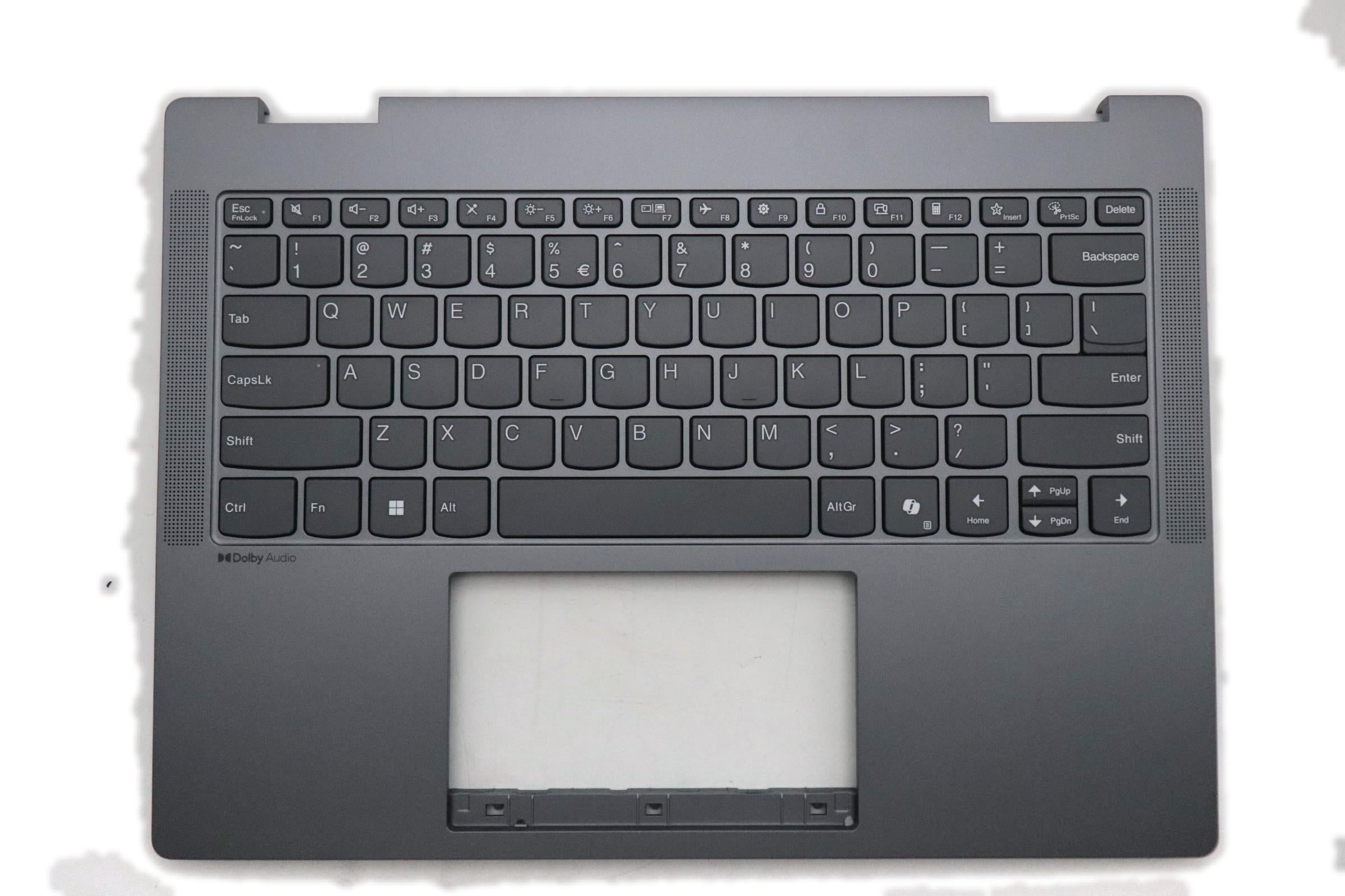 Lenovo IdeaPad 5 2-in-1 14AKP10 Type 83KT C-Cover Palmrest with US English Euro Keyboard Non-Fingerprint Luna Grey 5CB1S02827