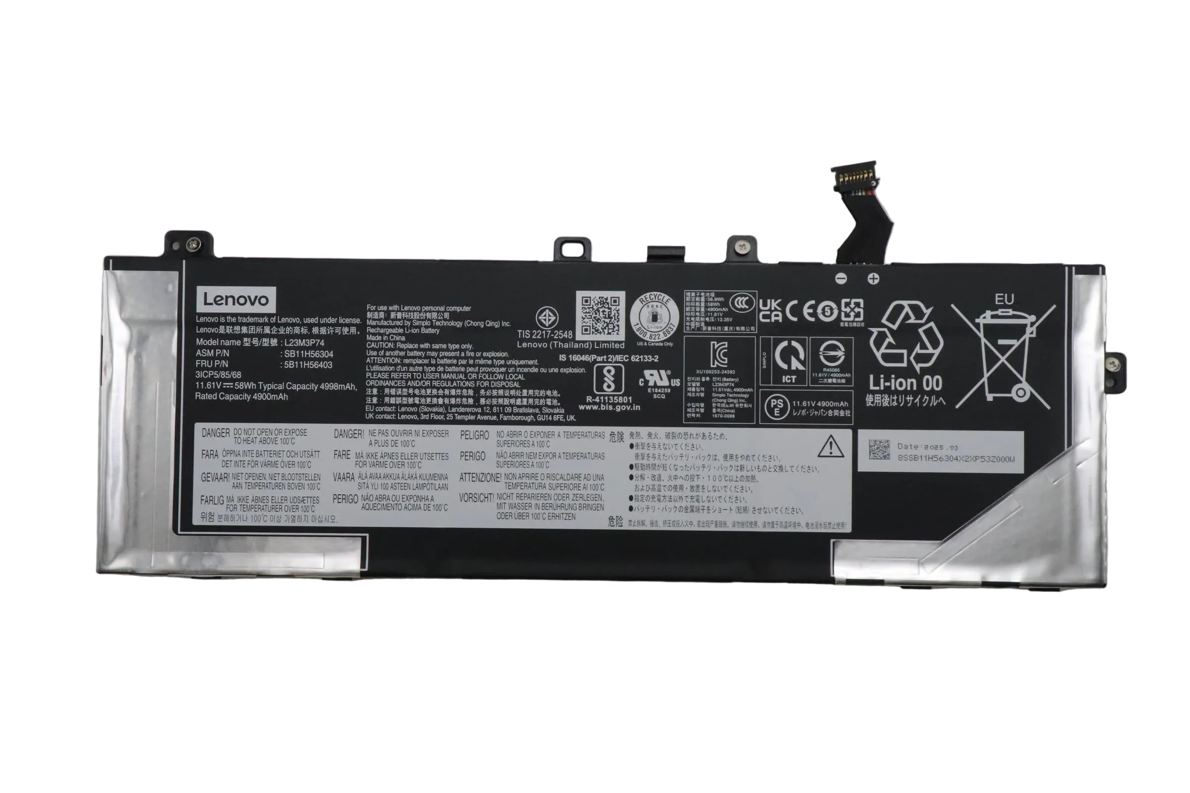 Lenovo ThinkPad T14s Gen 6 Battery 11.61V 58Wh 3 Cell 5M11T20188