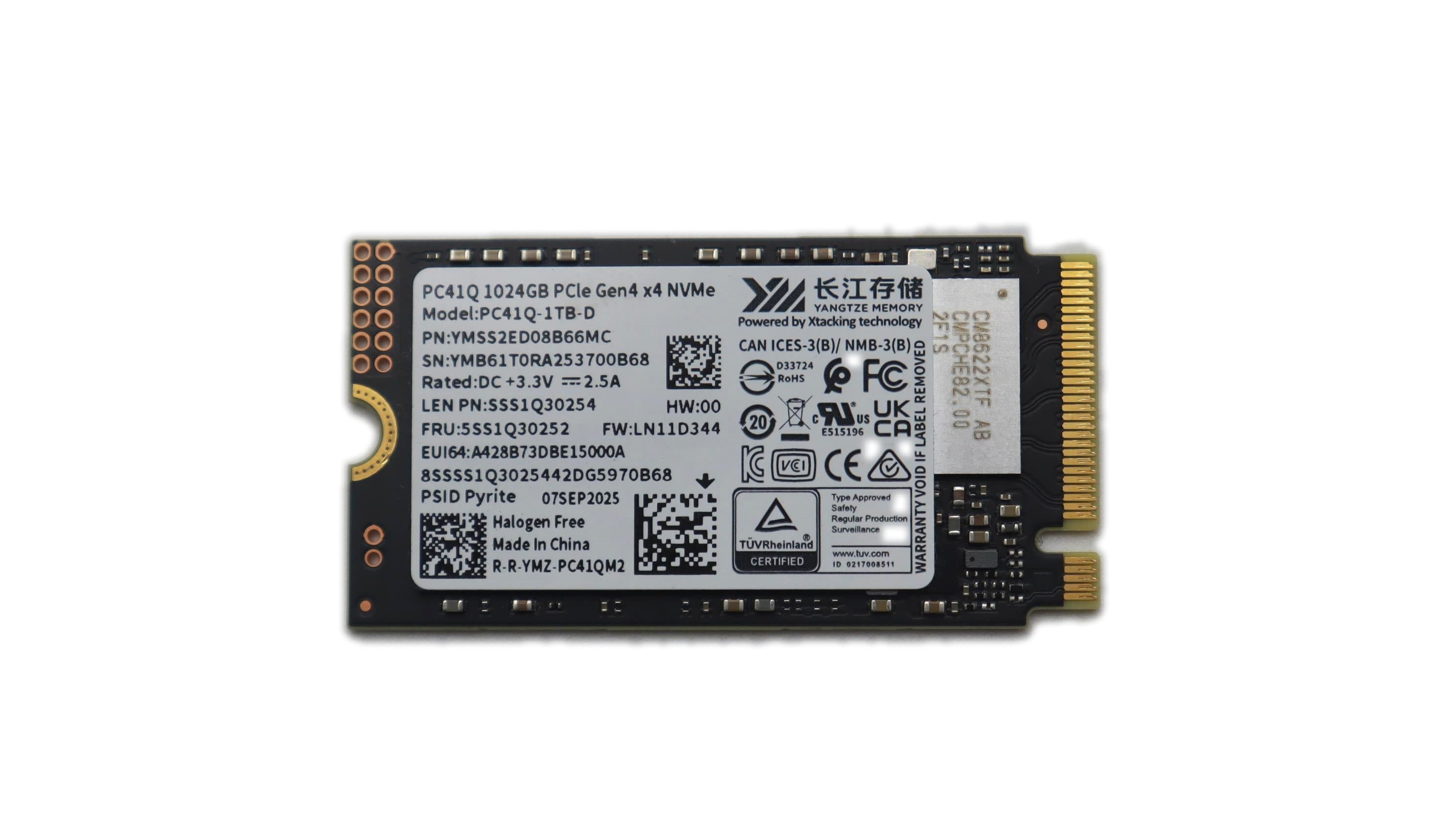 Lenovo IdeaPad Pro 5 14AHP9 Type 83D3 SSD 1TB M.2 2242 PCIe Gen4 NVMe YMT 5SS1Q30252