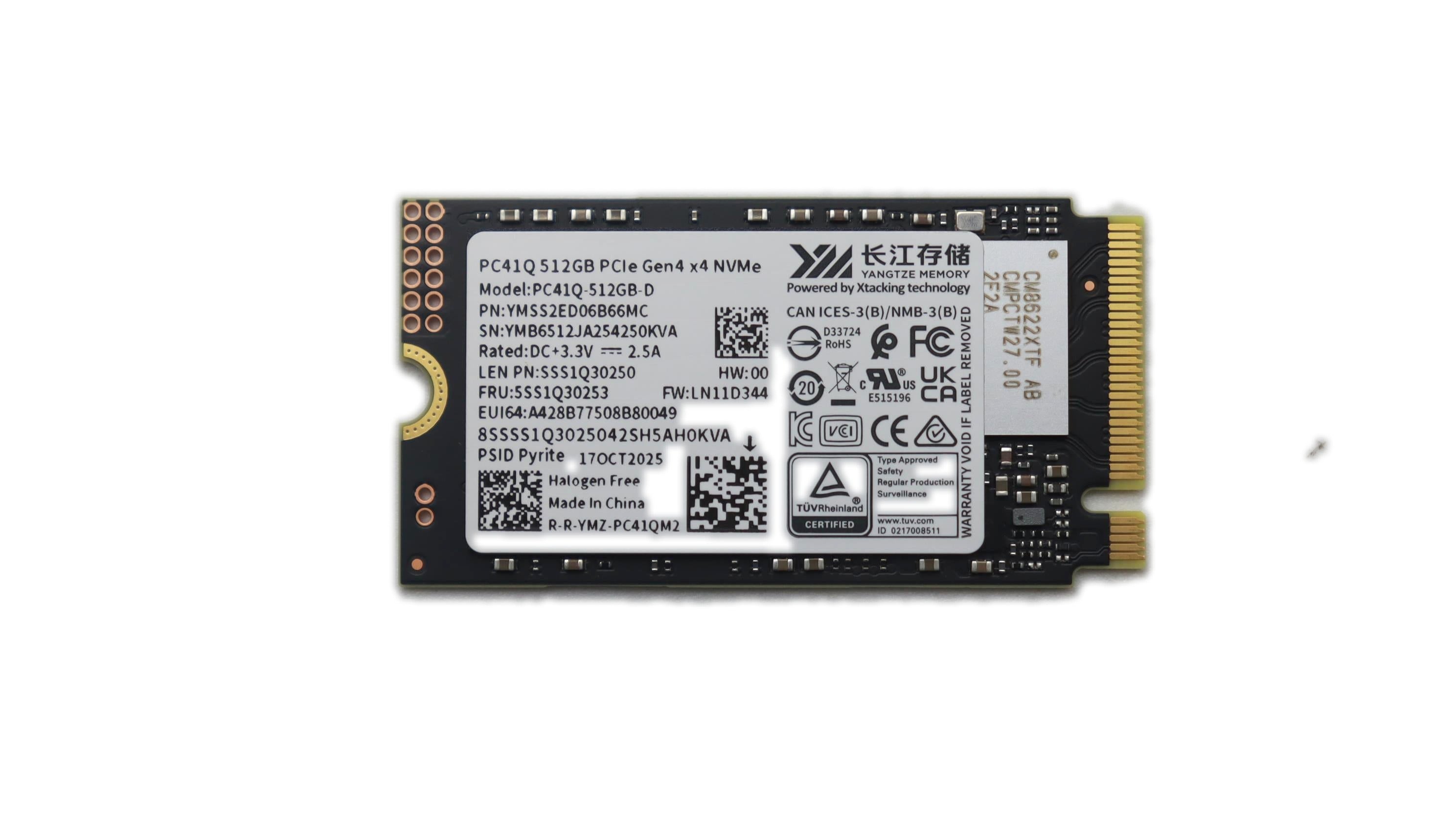 Lenovo IdeaPad Slim 5 14IRL8 Type 82XD SSD 512GB M.2 2242 PCIe Gen4 NVMe YMT 5SS1Q30253