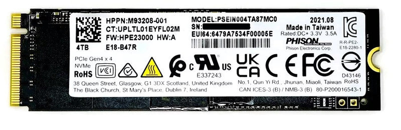 New Genuine SSD Drive 4TB PCIe 2280 NVMe TLC M.2 nM for HP Z2 G9