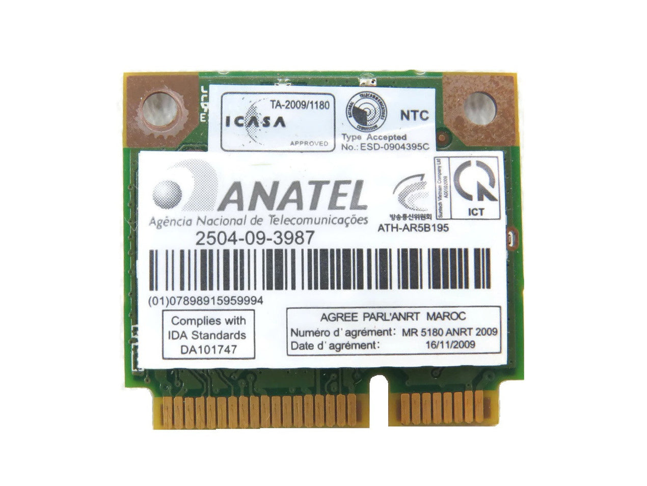Toshiba Qosmio X505 802.11 b/g/n WiFi Card PA3894U-1MPC ATH