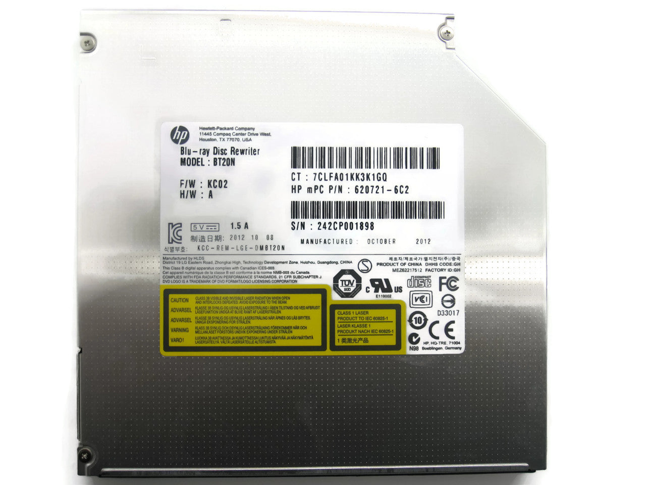 HP Blu-ray Disc Rewriter Model: BT20N – notebookparts.com