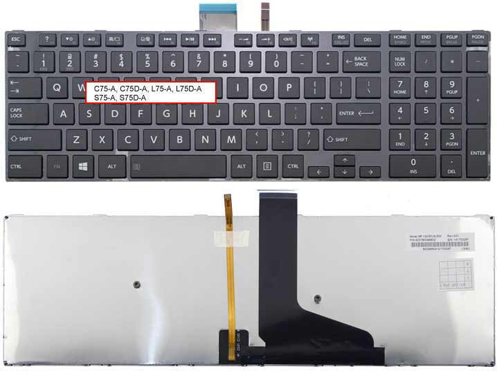 Toshiba Satellite C75-A C75D-A Backlit Keyboard A000237340 ...